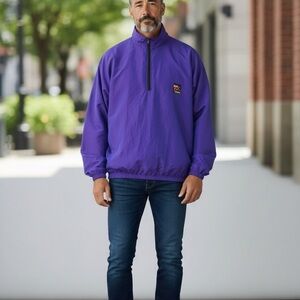 surf style Purple Half-Zip Pullover Windbreaker